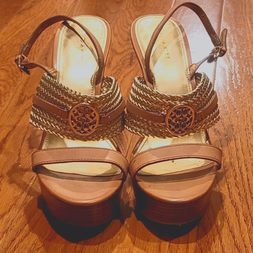 Coach Beatriz ankle strap ginger/gold wedges